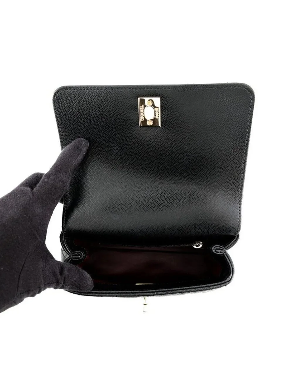 Chanel Handbag CC Logo Top Handle XXS Flap Bag Caviar Leather Bag 2-Way Black
